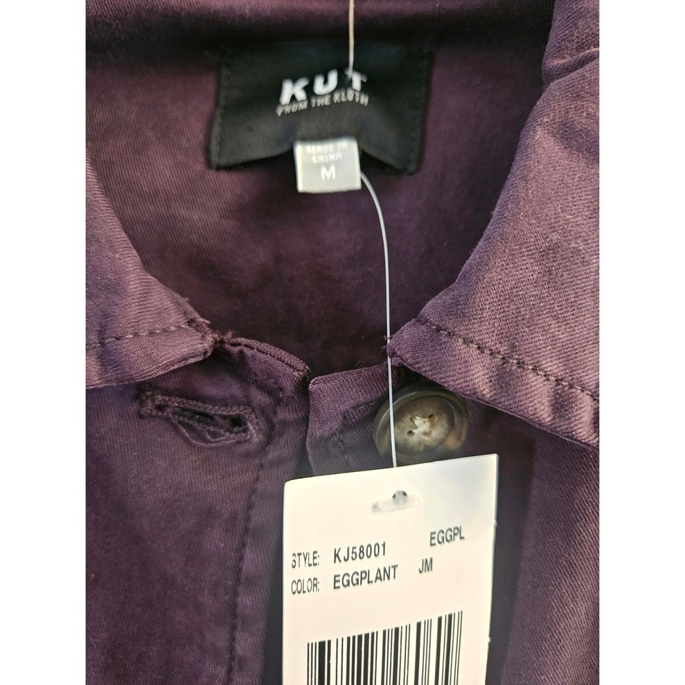 KUT from the Kloth Womens Utility Jacket 30Purple Button Front Pockets Size M - Picture 2 of 4